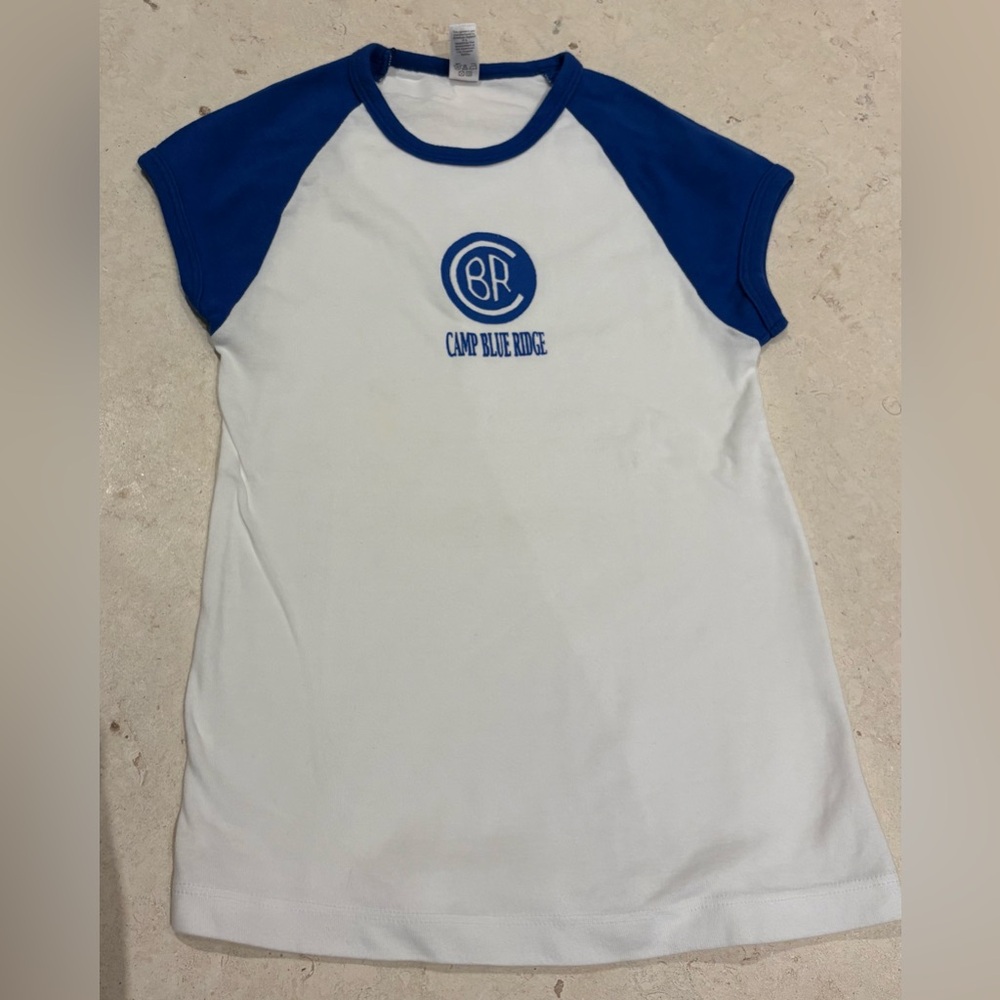 CBR Camp Blue Ridge Cap sleeve t shirt white/blue Size Small
